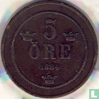 Zweden 5 öre 1884 - Afbeelding 1