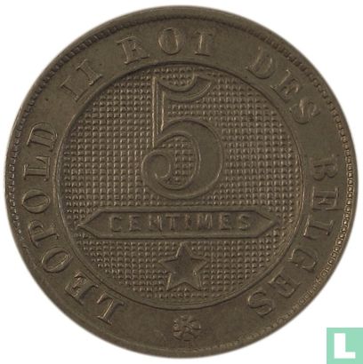 Belgium 5 centimes 1895 (FRA) - Image 2