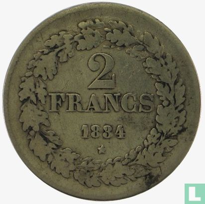 Belgique 2 francs 1834 - Image 1