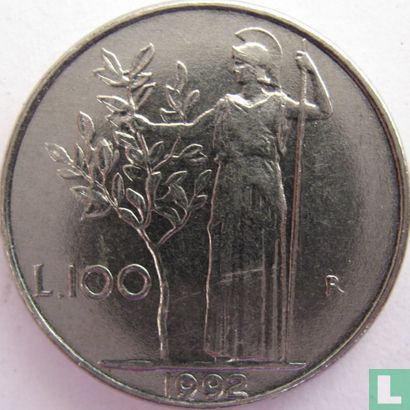 Italië 100 lire 1992 - Afbeelding 1