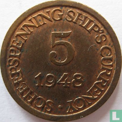 Boordgeld 5 cent 1948 Holland Amerika Lijn - Image 1