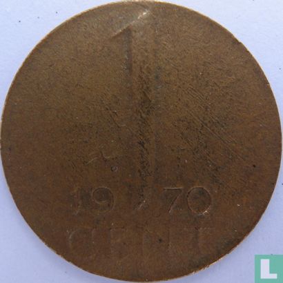 Netherlands 1 cent 1970 (misstrike) - Image 1