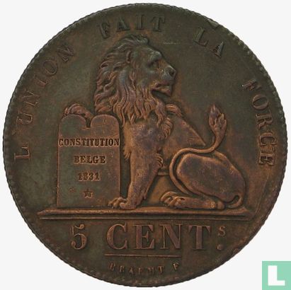 Belgien 5 Centime 1852 (ohne Punkt) - Bild 2