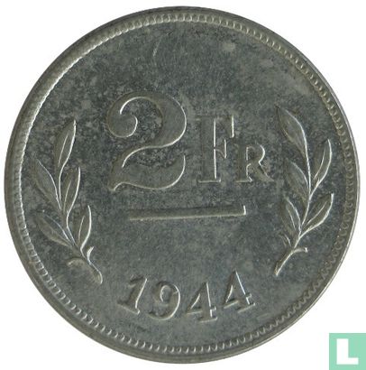 Belgique 2 francs 1944 - Image 1