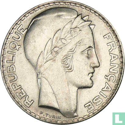 France 20 francs 1933 (long laurel leaves) - Image 2