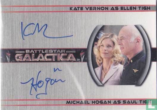 Dual Autographed Card sighed by Michael Hogan and Kate Vernon - Image 1