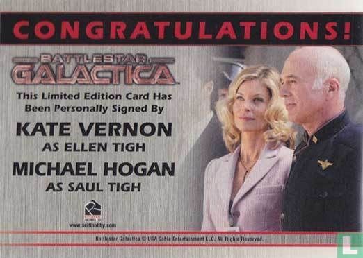 Dual Autographed Card sighed by Michael Hogan and Kate Vernon - Afbeelding 2