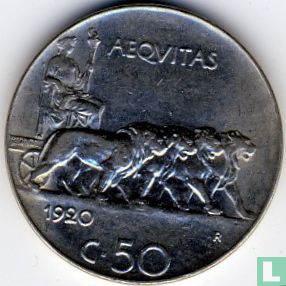 Italien 50 Centesimi 1920 (glatten Rand) - Bild 1