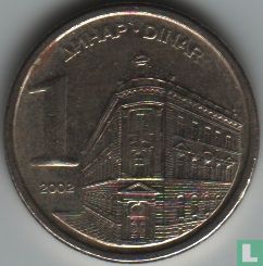 Yugoslavia, 1 dinar 2002 - Image 1