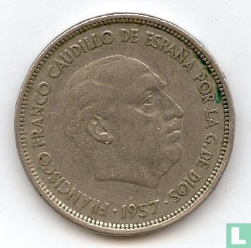 Spanje 25 pesetas 1957 (61) - Afbeelding 2