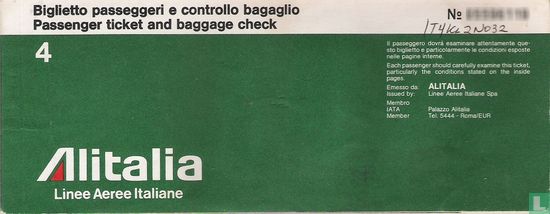 Alitalia Passenger ticket and baggage check - Image 1