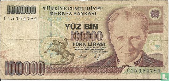 Turkey 100,000 Lira ND (1991/L1970) P205a - Image 1