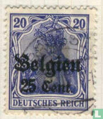 Duitse zegels met opdruk "Belgien" 