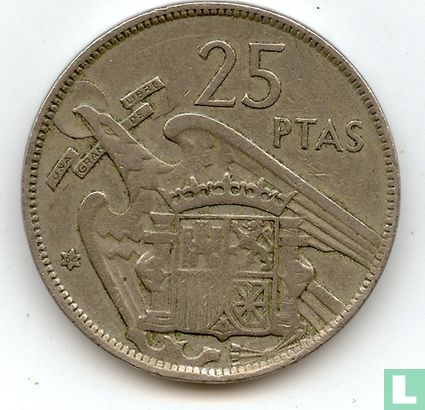 Spain 25 pesetas 1957 (64) - Image 1