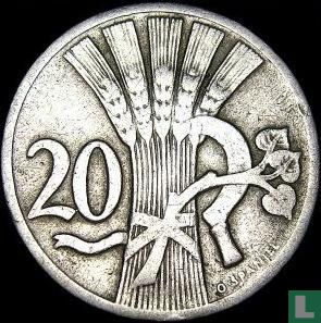 Tsjecho-Slowakije 20 haleru 1921 - Afbeelding 2
