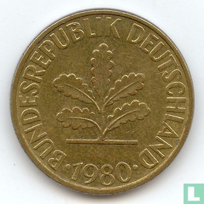 Duitsland 10 pfennig 1980 (F) - Afbeelding 1