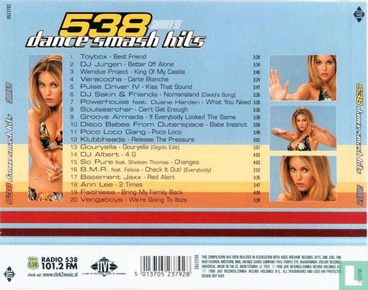 538 Dance Smash Hits - Summer '99 - Afbeelding 2