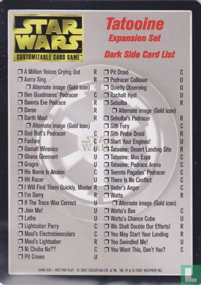 Dark Side Card List
