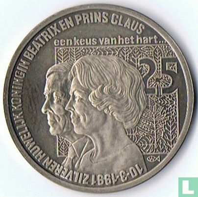 Nederland 2½ ecu 1991 "Zilveren Huwelijk Beatrix en Claus" - Afbeelding 2