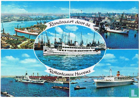 Vijfluik Rotterdam "Rondvaart door de Rotterdamse havens" met vliegdekschip Karel Doorman 