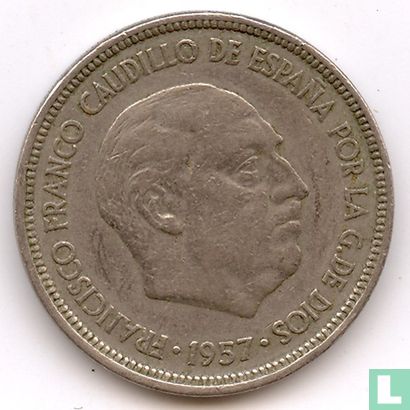 Spain 5 pesetas 1957 (60) - Image 2