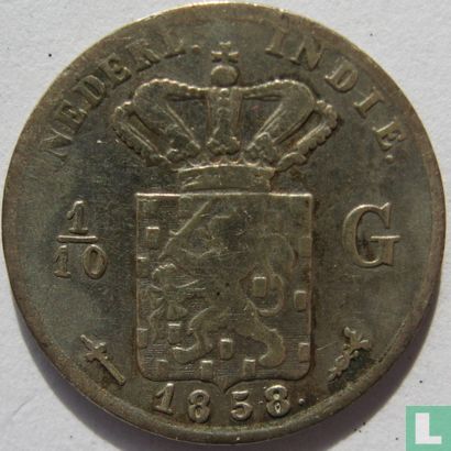 Indes néerlandaises 1/10 gulden 1858 - Image 1