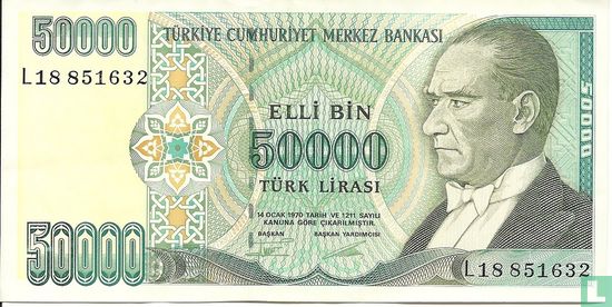 Turkey 50,000 Lira ND (1995/L1970) - Image 1