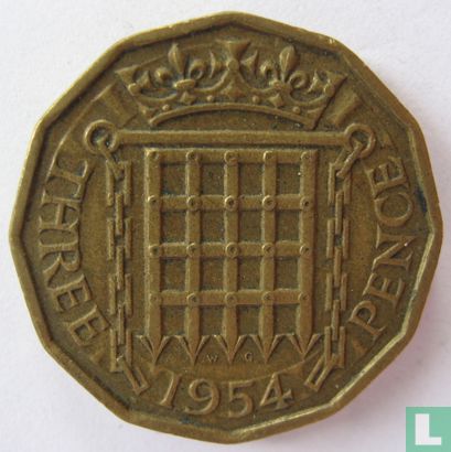 United Kingdom 3 pence 1954 - Image 1
