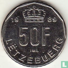 Luxemburg 50 francs 1989 "LËTZEBUERG" - Afbeelding 1