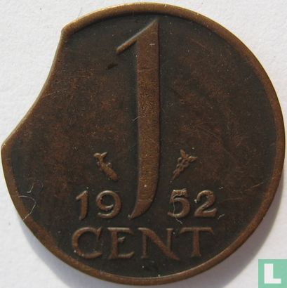 Nederland 1 cent 1952 (misslag) - Afbeelding 1