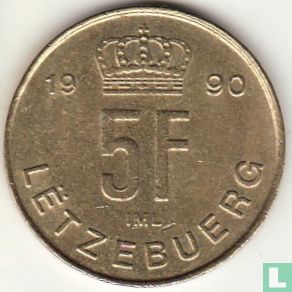 Luxemburg 5 francs 1990 - Afbeelding 1