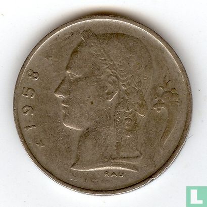 België 1 franc 1958 (FRA) - Afbeelding 1