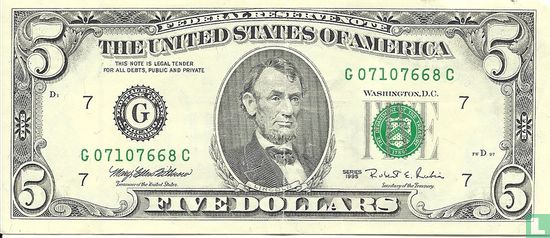 Verenigde Staten 5 dollars 1995 G - Afbeelding 1