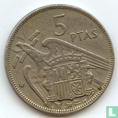 Spain 5 pesetas 1957 (64) - Image 1