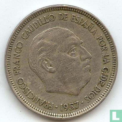 Spanje 5 pesetas 1957 (64) - Afbeelding 2