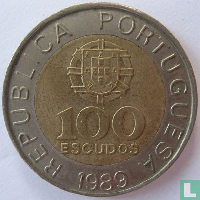 Portugal 100 escudos 1989 (5 rangées de stries) - Image 1
