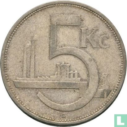 Tsjecho-Slowakije 5 korun 1929 - Afbeelding 2
