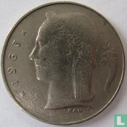 Belgique 1 franc 1963 (FRA) - Image 1