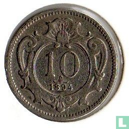 Austria 10 heller 1894 - Image 1
