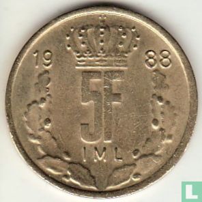 Luxembourg 5 francs 1988 - Image 1