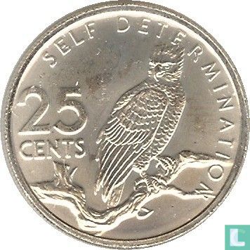 Guyana 25 cents 1976 (Matte) "10th Anniversary of Independence - Harpy - Self Determination" - Image 2