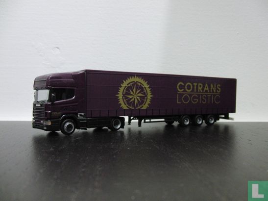 Scania 144 TL lowliner curtain canvas semitrailer 'Cotrans' - Bild 1