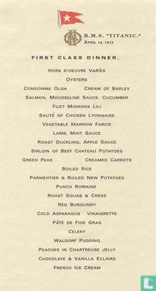 Titanic First Class Dinner