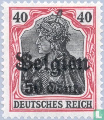 Deutsche Briefmarken mit Aufdruck "Belgien"