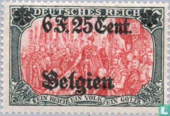Deutsche Briefmarken mit Aufdruck "Belgien"