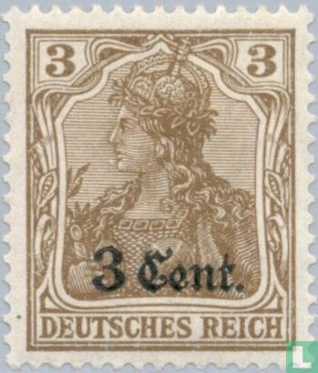 Deutsche Briefmarken, mit Aufdruck, für das Etappengebiet