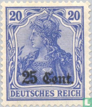 Deutsche Briefmarken, mit Aufdruck, für das Etappengebiet