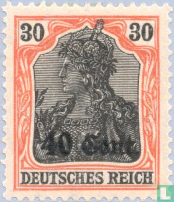 Duitse zegels, met opdruk, voor het Etappengebied