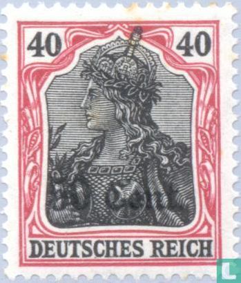 Duitse zegels, met opdruk, voor het Etappengebied