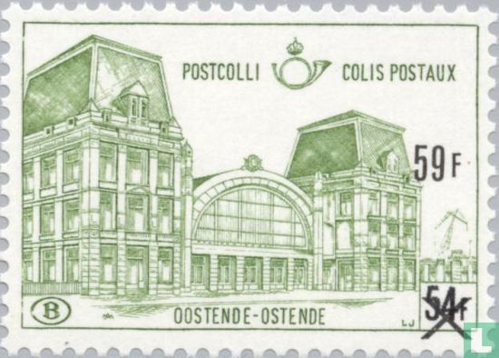 Oostende Railway Station, with overprint